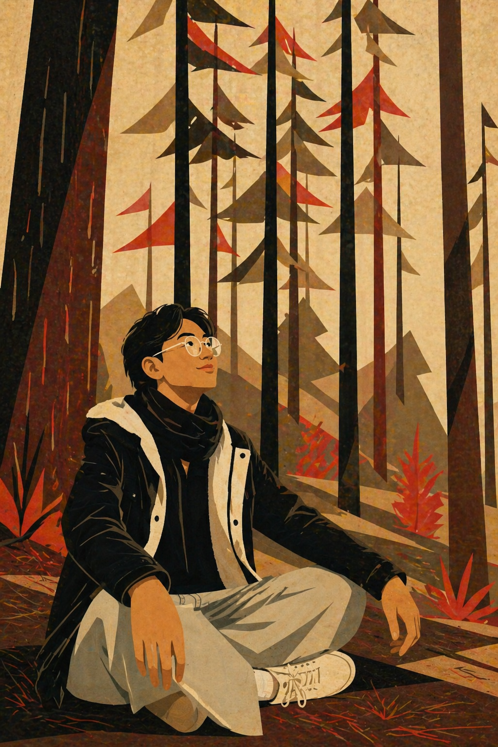 Meditating figure